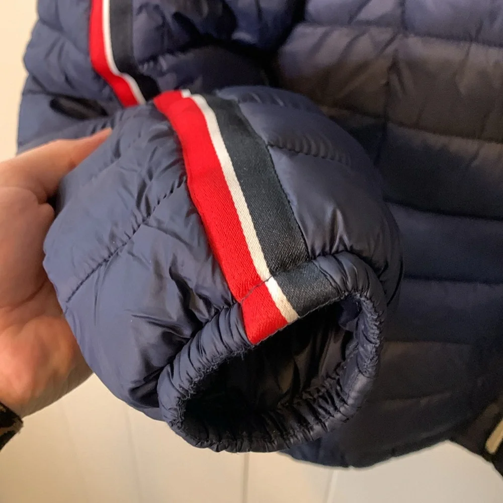 ZYIA Telluride Navy Stripe Puffy Coat Size Medium